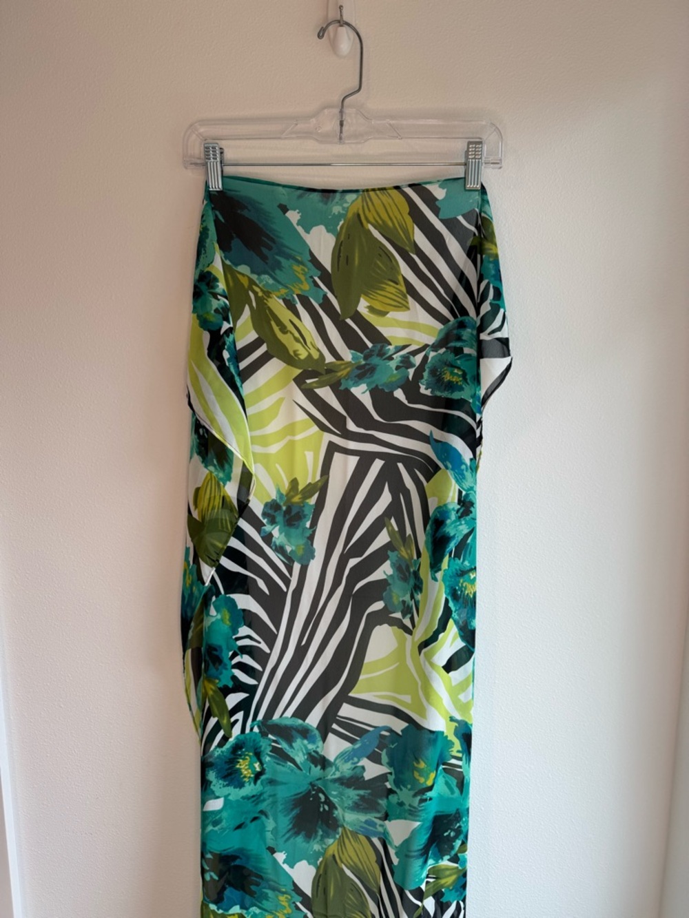 Floral Zebra Print Scarf in Teal, Lime & Black